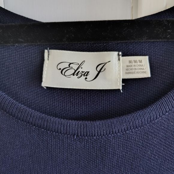 Eliza J Dark Navy Sleeveless A-Line Sweater Dress M - Picture 7 of 11